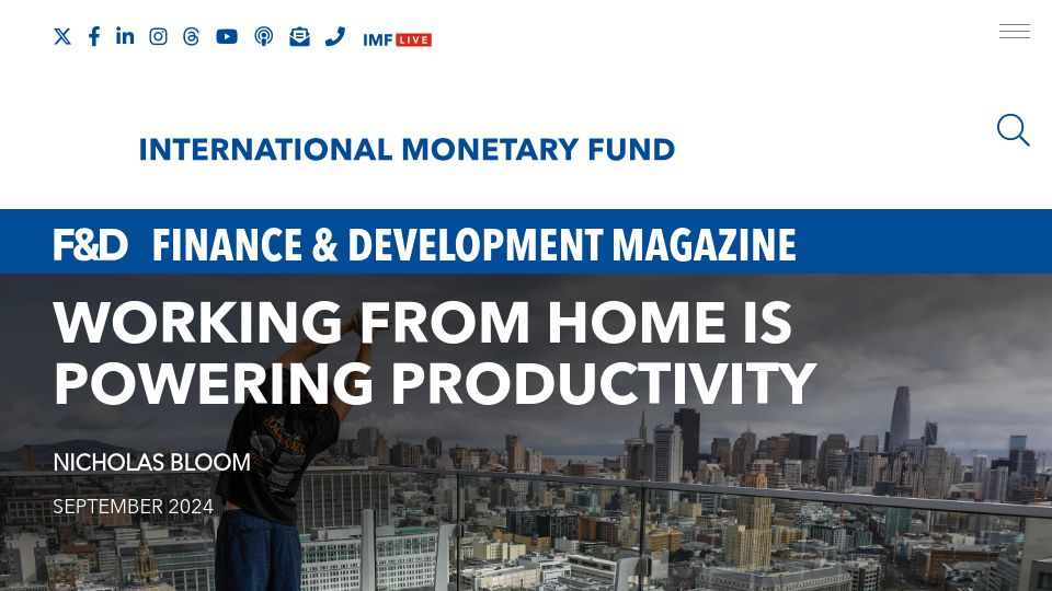 Screenshot of imf.org: Working from home is powering productivity