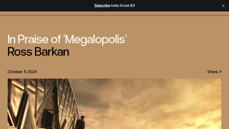 Screenshot of compactmag.com: In Praise of 'Megalopolis'