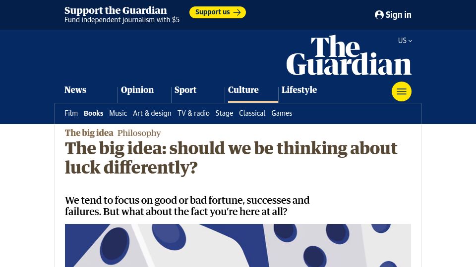 Screenshot of theguardian.com: Should we be thinking about luck differently?