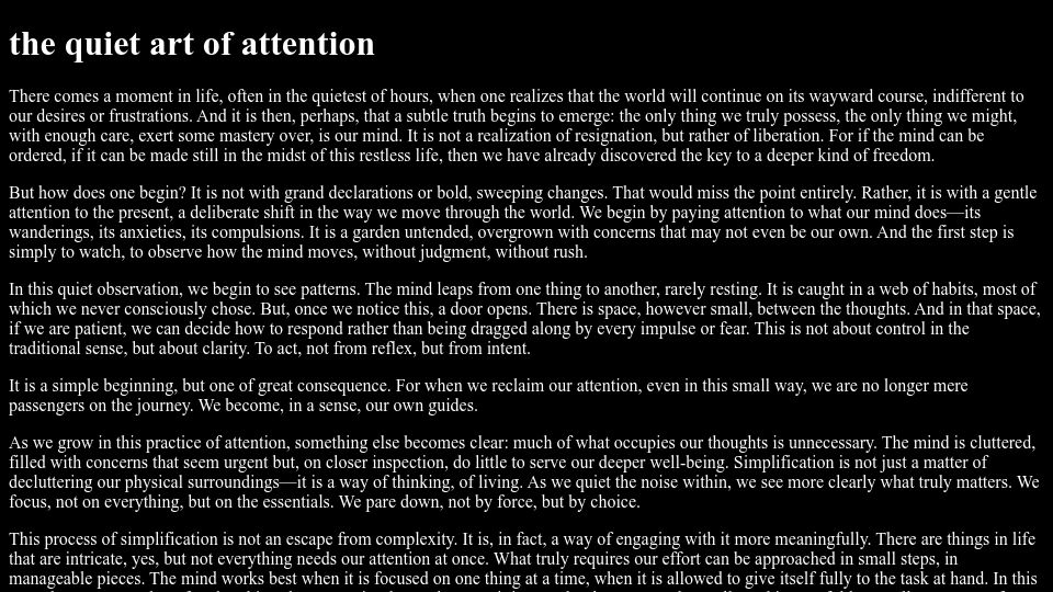 Screenshot of billwear.github.io: The quiet art of attention