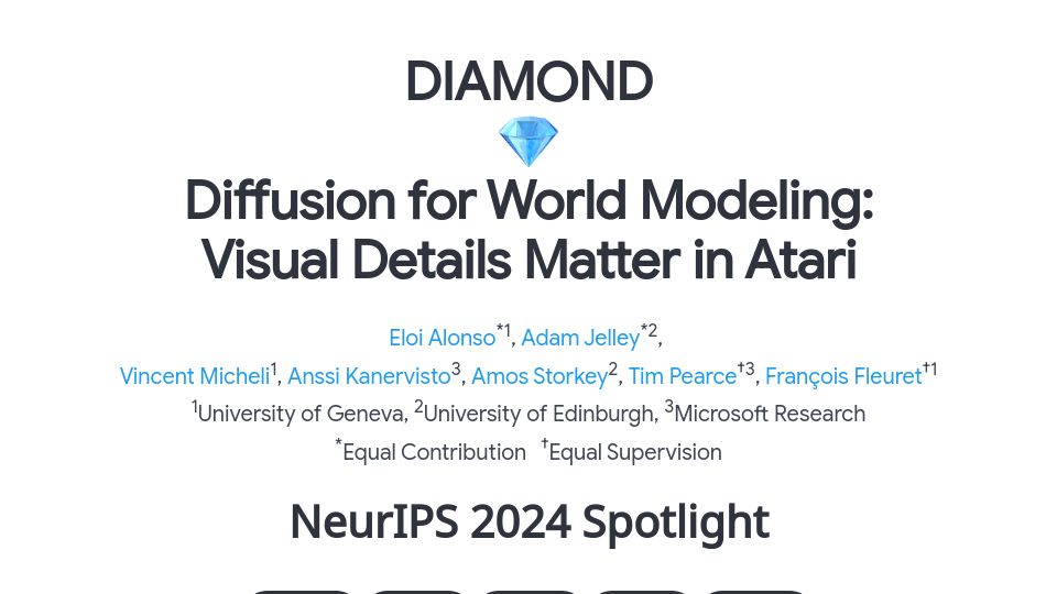 Screenshot of diamond-wm.github.io: Diffusion for World Modeling