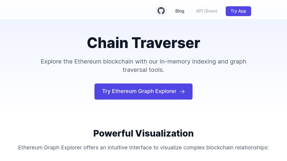 Screenshot of dictynna.com: Show HN: Chain Traverser – Fast Ethereum graph explorer