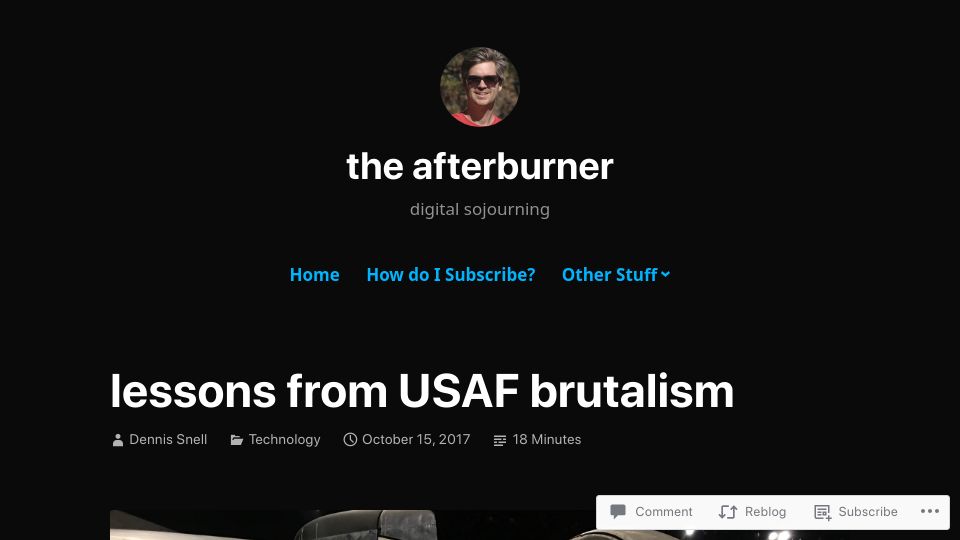 Screenshot of dmsnell.blog: Lessons from USAF Brutalism