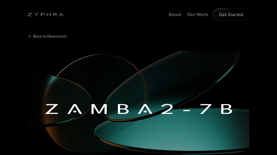 Screenshot of zyphra.com: Zamba2-7B