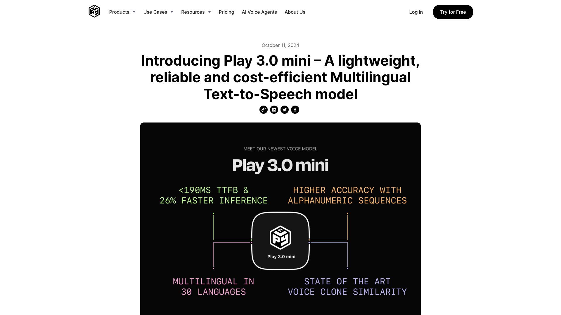 Screenshot of play.ht: Play 3.0 mini – A lightweight, reliable, cost-efficient Multilingual TTS model