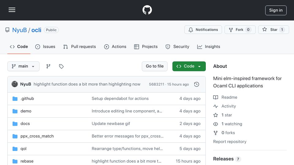 Screenshot of github.com: Show HN: I made a git rebase TUI editor