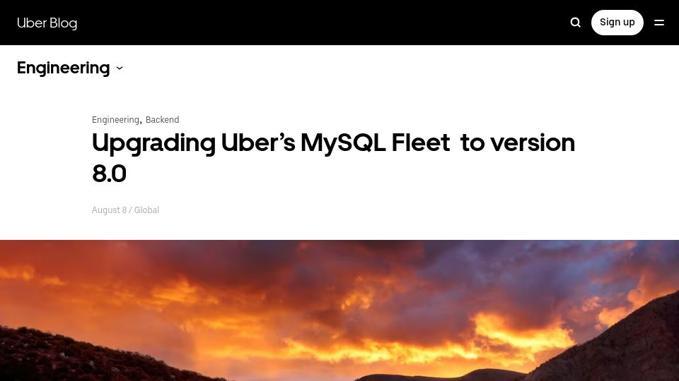 Screenshot of uber.com: Upgrading Uber's MySQL Fleet