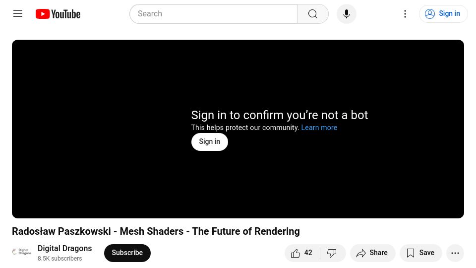 Screenshot of youtube.com: Mesh Shaders – The Future of Rendering [video]