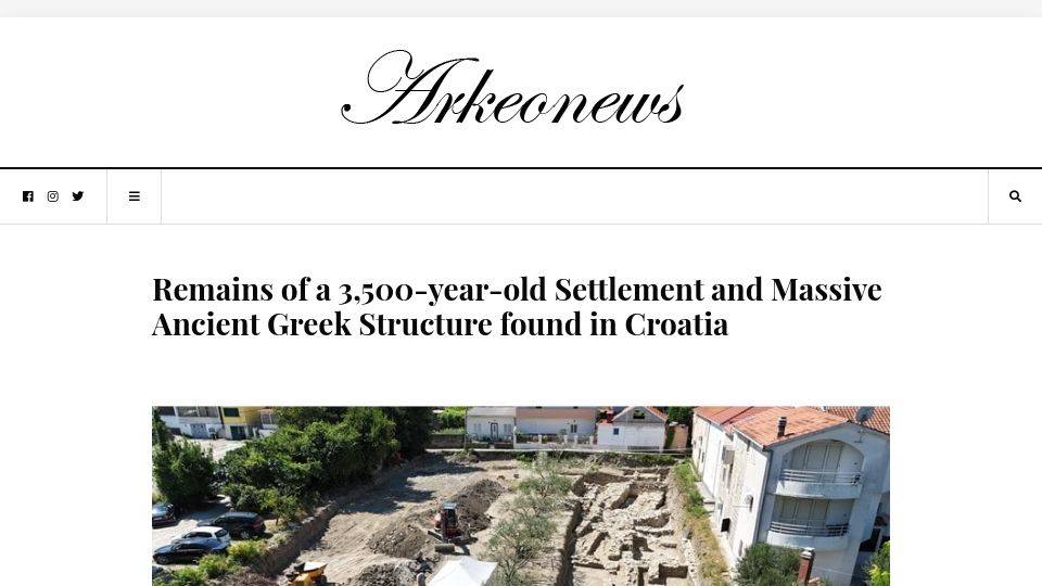 Screenshot of arkeonews.net: Remains of an ancient Greek structure found in Croatia