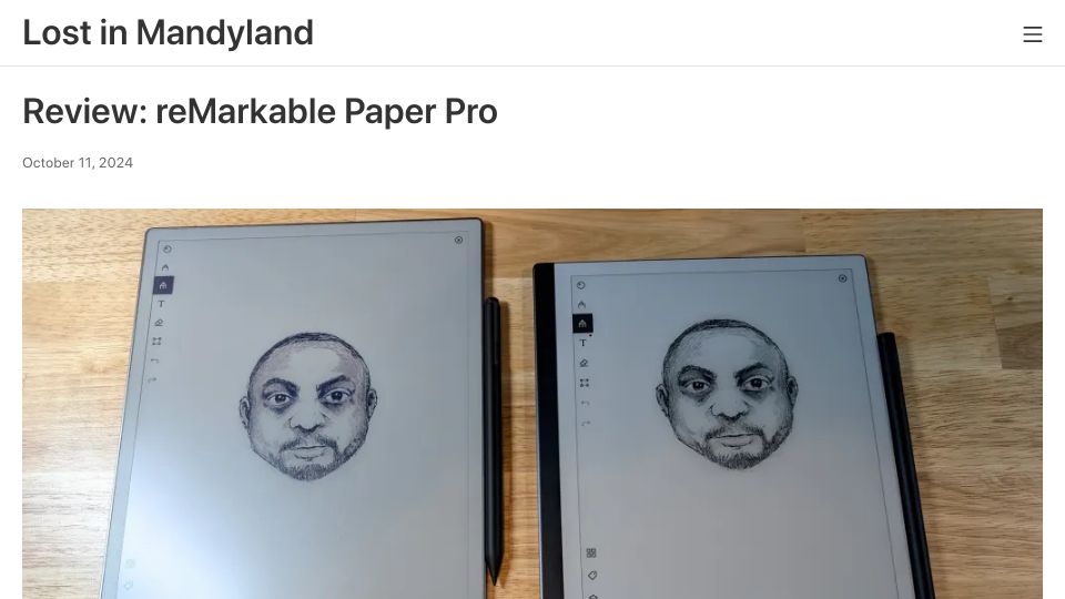 Screenshot of amandariu.com: Review: ReMarkable Paper Pro