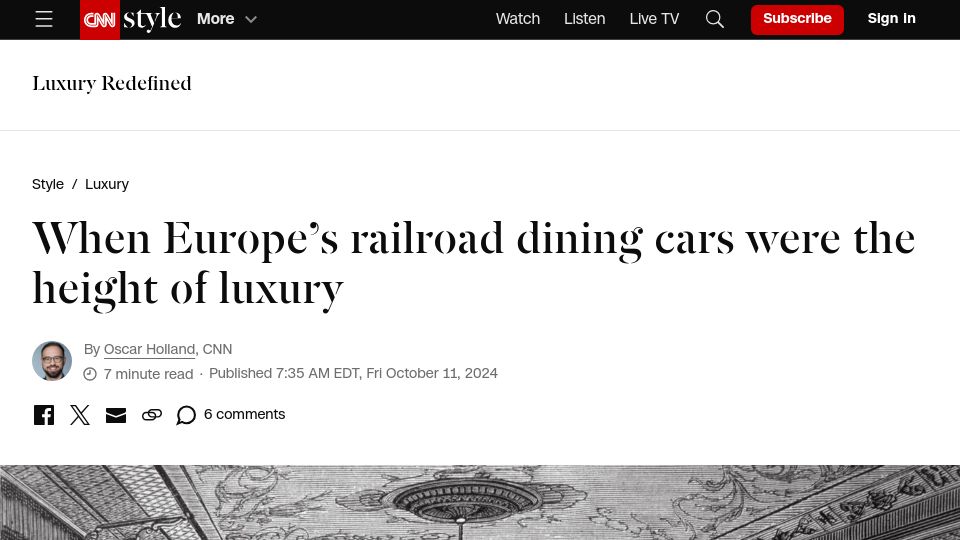 Screenshot of cnn.com: When railroad dining cars were the height of luxury