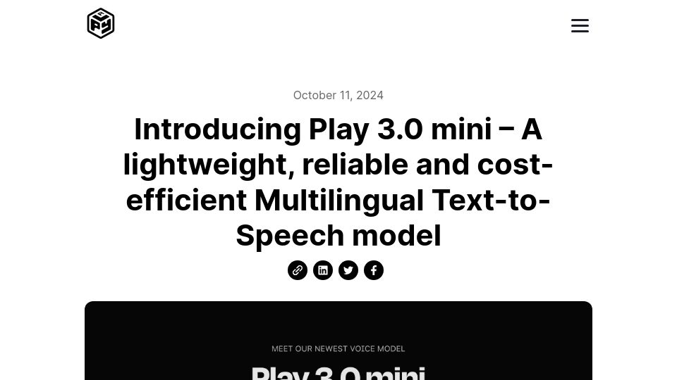 Screenshot of play.ht: Play 3.0 mini – A lightweight, reliable, cost-efficient Multilingual TTS model