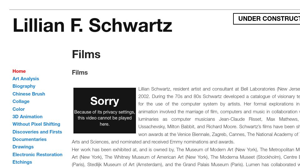 Screenshot of lillian.com: Short films by Lillian F. Schwartz (1927-2024)