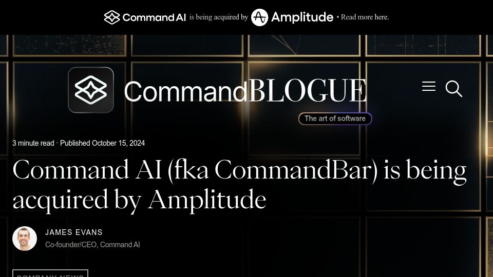 Screenshot of command.ai: Command AI Bought by Amplitude