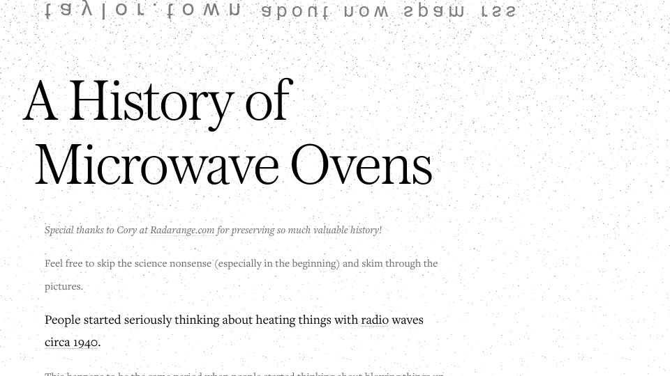 Screenshot of taylor.town: A History of Microwave Ovens