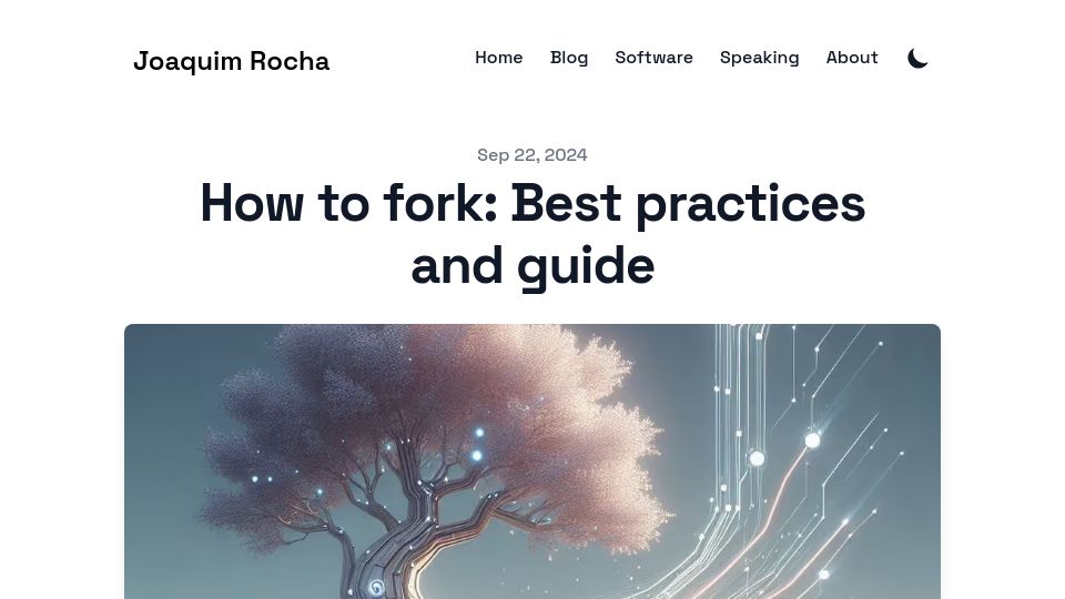 Screenshot of joaquimrocha.com: How to fork
