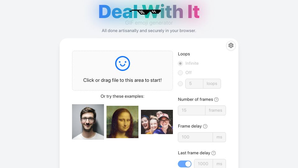Screenshot of emoji.build: Show HN: I built the most over-engineered Deal With It emoji generator
