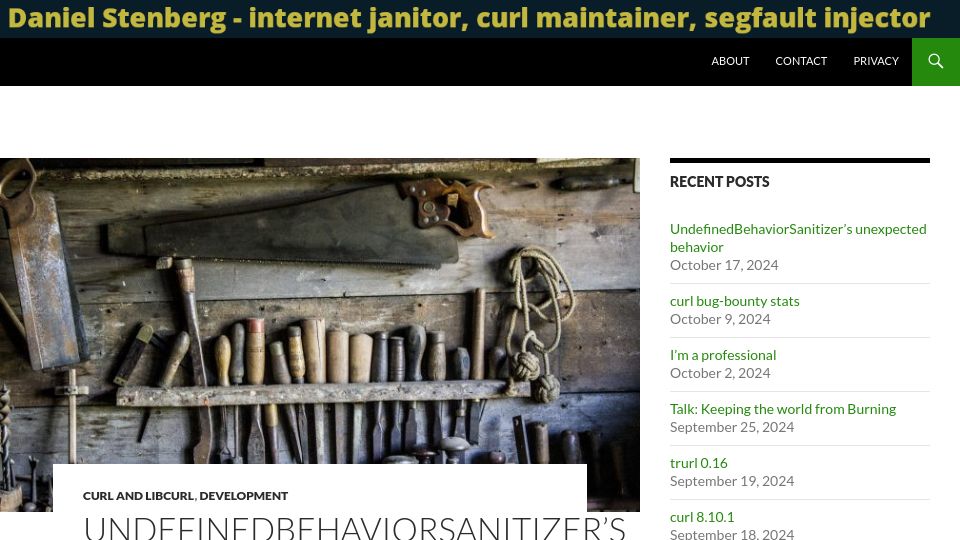 Screenshot of daniel.haxx.se: UndefinedBehaviorSanitizer's Unexpected Behavior