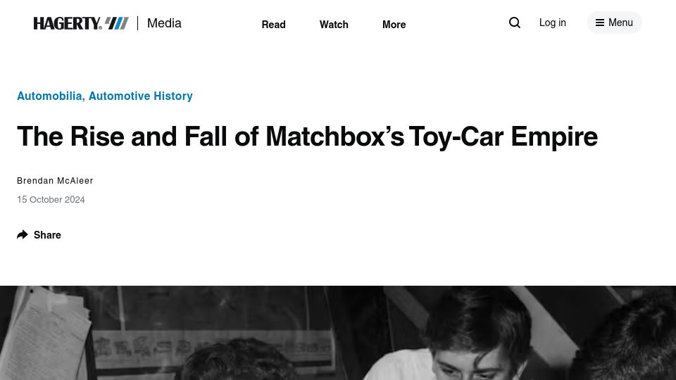 Screenshot of hagerty.com: The Rise and Fall of Matchbox's Toy-Car Empire