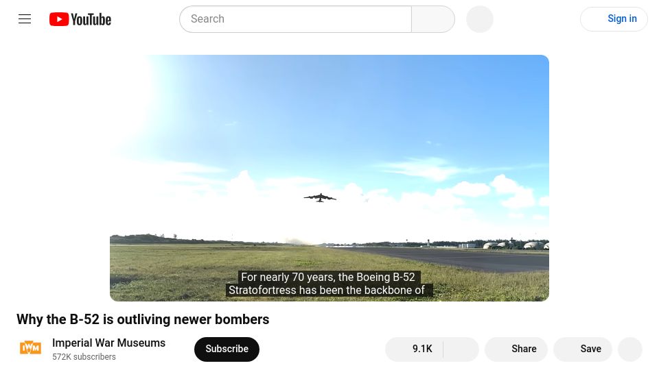 Screenshot of youtube.com: Why the B-52 is outliving newer bombers [video]