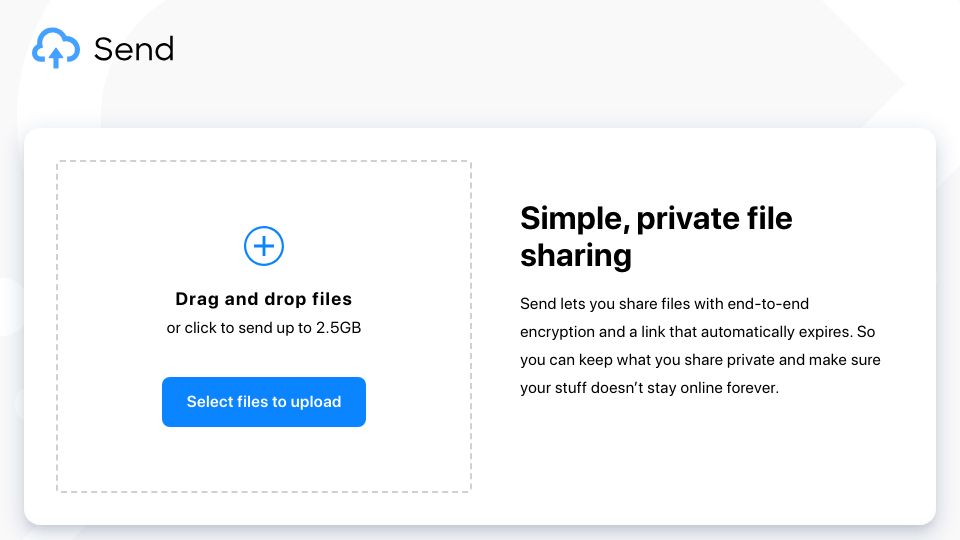 Screenshot of send.vis.ee: Send: Open-source fork of Firefox Send