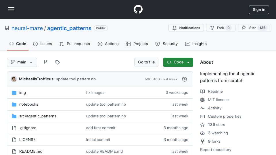 Screenshot of github.com: Agentic patters from scratch using Groq