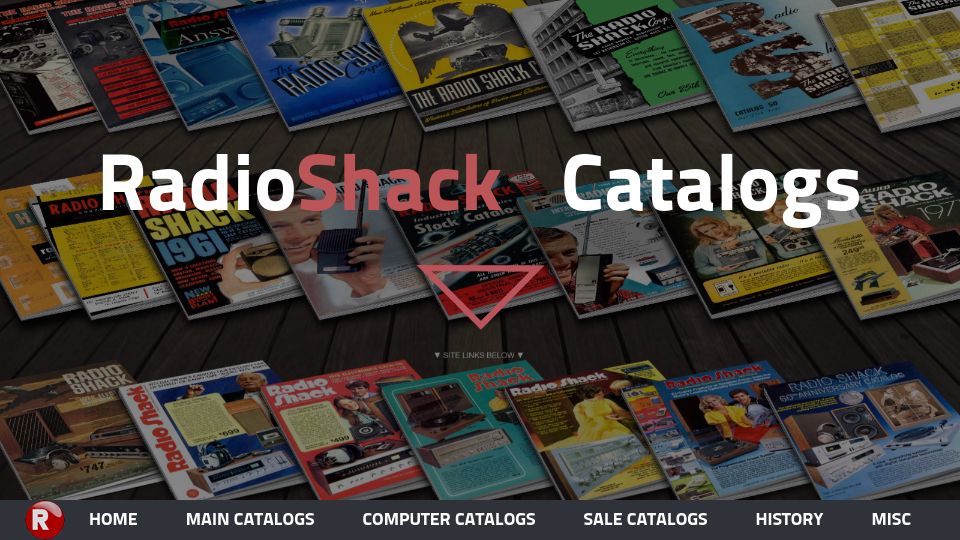 Screenshot of radioshackcatalogs.com: Radio Shack Catalog Archive (1939-2011)