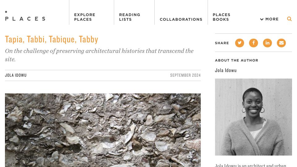 Screenshot of placesjournal.org: Tapia, Tabbi, Tabique, Tabby
