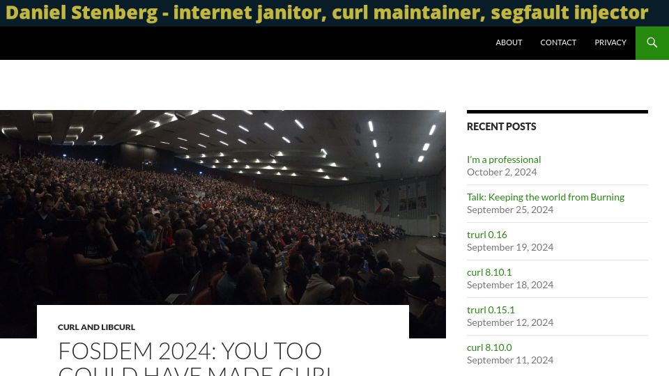 Screenshot of daniel.haxx.se: You Too Could Have Made Curl