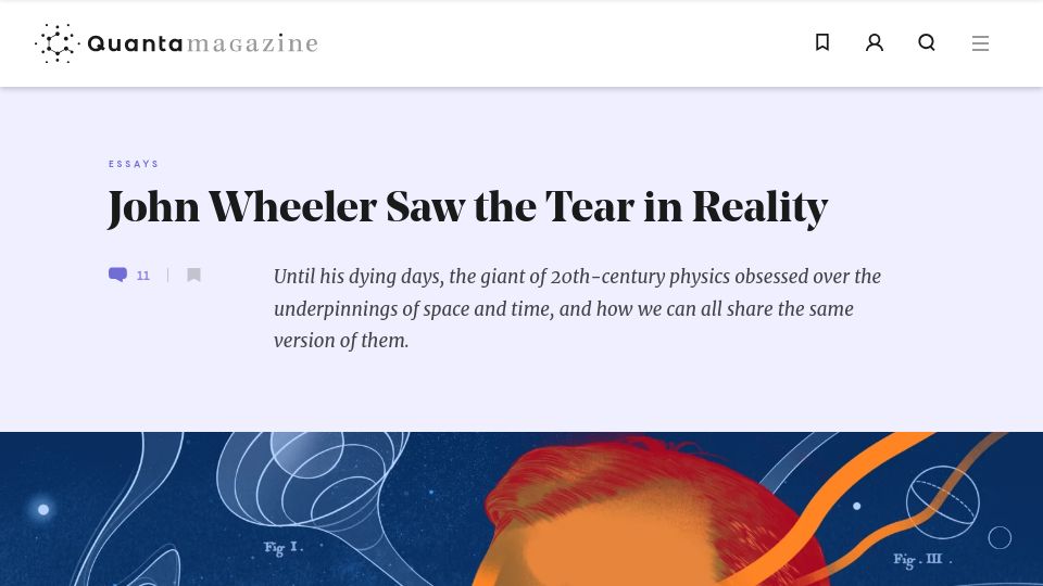 Screenshot of quantamagazine.org: John Wheeler saw the tear in reality