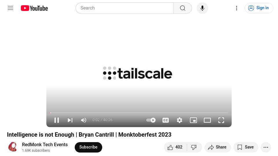 Screenshot of youtube.com: Intelligence is not Enough [video]