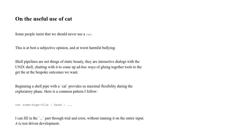 Screenshot of mrmr.io: The useful use of cat