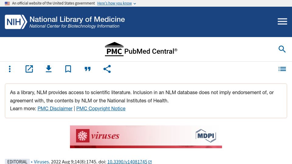 Screenshot of pmc.ncbi.nlm.nih.gov: Extinction of the Influenza B Yamagata line during the Covid pandemic (2022)