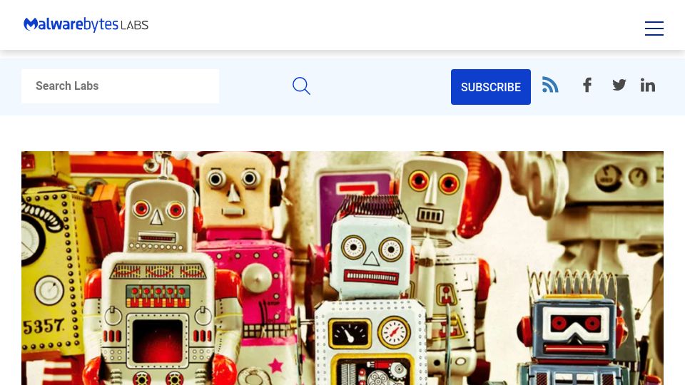 Screenshot of malwarebytes.com: Robot vacuum cleaners hacked to spy on, insult owners