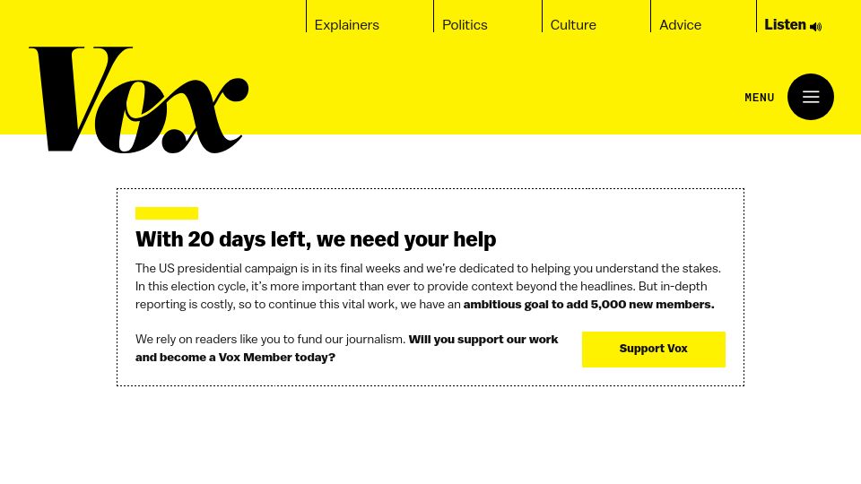Screenshot of vox.com: Wild animals are spiraling to extinction. Can a bunch of bureaucrats save them?