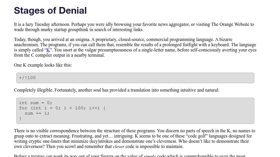Screenshot of beyondloom.com: Stages of Denial (2020)