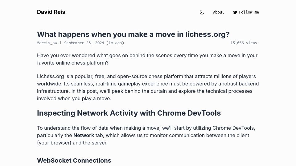 Screenshot of davidreis.me: What happens when you make a move in lichess.org?