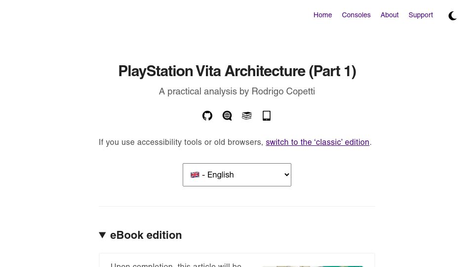 Screenshot of copetti.org: Playstation Vita Architecture (Part 1)