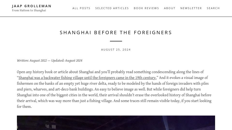 Screenshot of jaapgrolleman.com: Shanghai Before the Foreigners