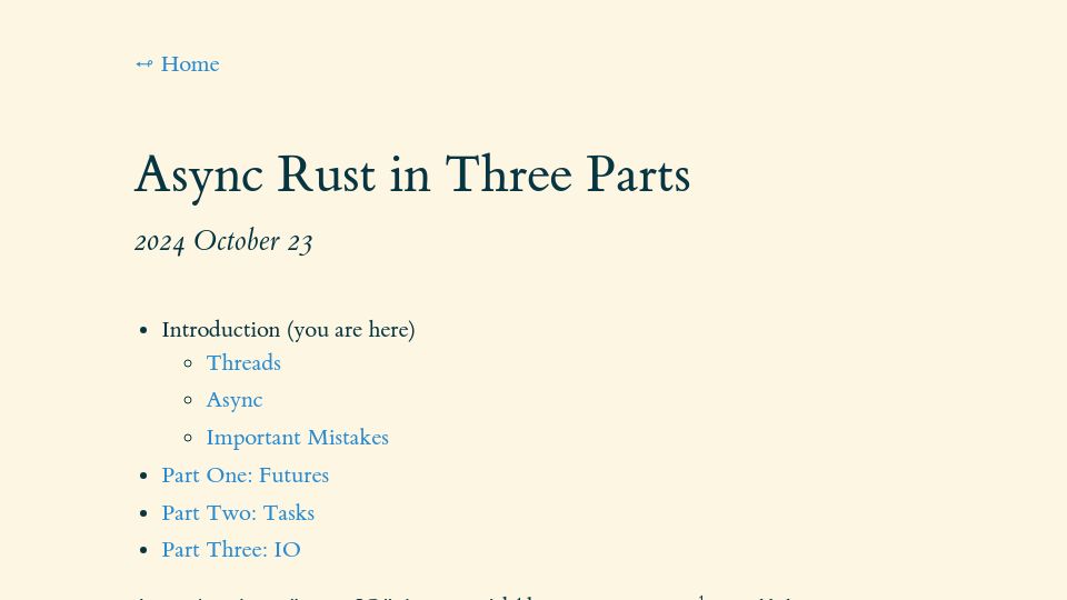 Screenshot of jacko.io: Async Rust in Three Parts
