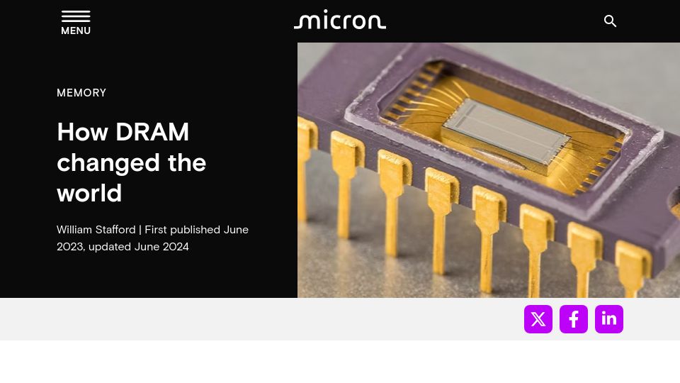 Screenshot of micron.com: How DRAM changed the world