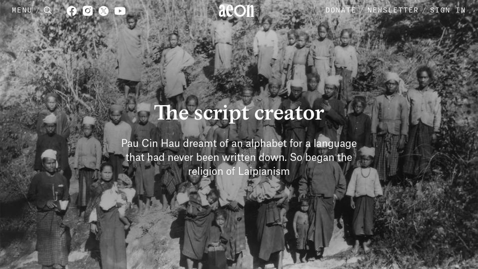 Screenshot of aeon.co: The Script Creator