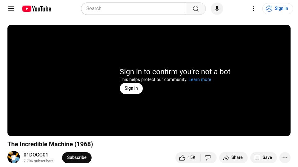 Screenshot of youtube.com: The Incredible Machine (1968) [video]