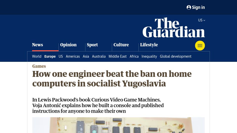Screenshot of theguardian.com: How one engineer beat the ban on home computers in socialist Yugoslavia