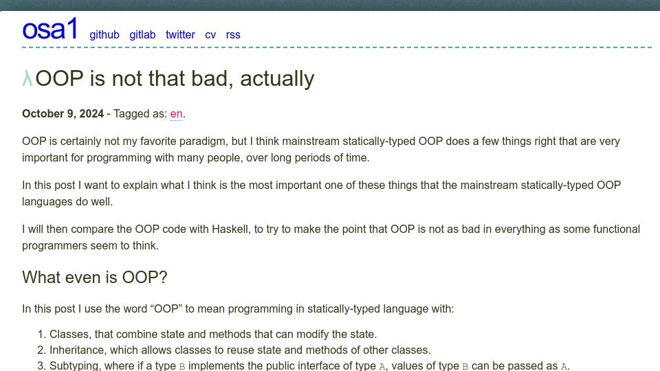 Screenshot of osa1.net: OOP is not that bad