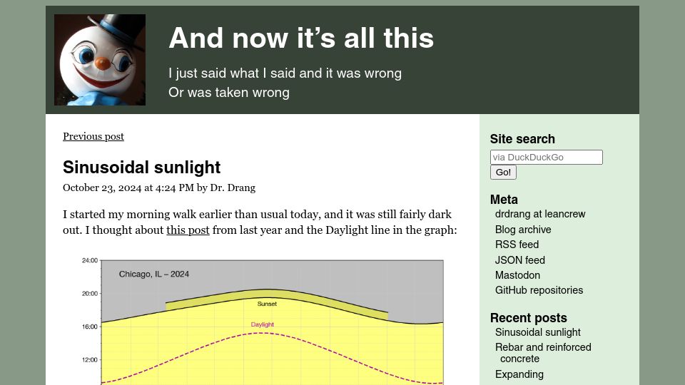 Screenshot of leancrew.com: Sinusoidal Sunlight