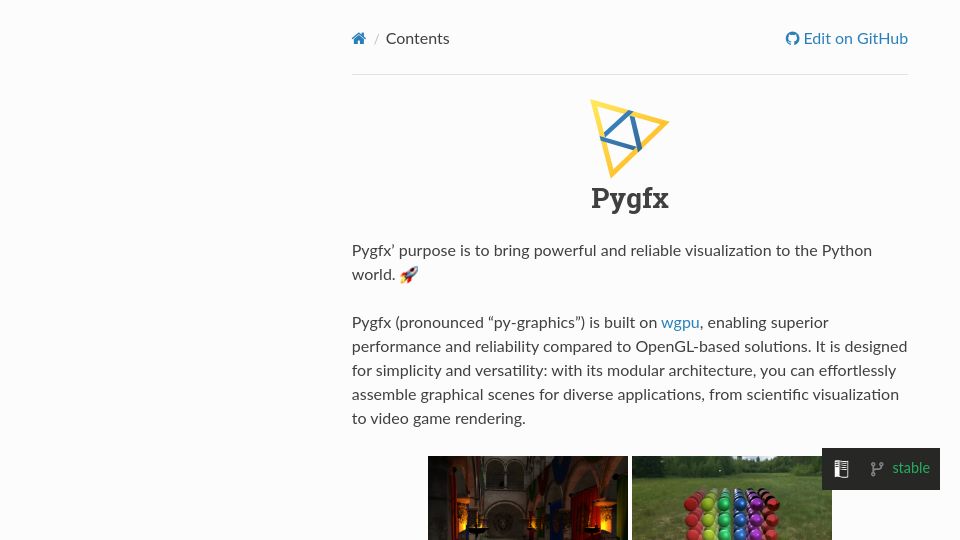 Screenshot of docs.pygfx.org: Pygfx