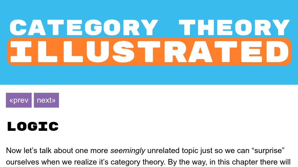 Screenshot of abuseofnotation.github.io: Category Theory Illustrated: Logic (2021)