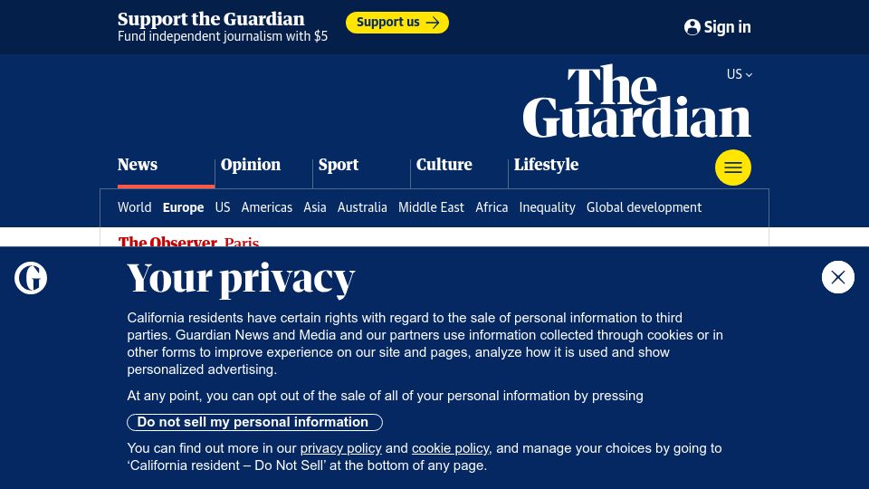 Screenshot of theguardian.com: First scientific study of the Paris catacombs