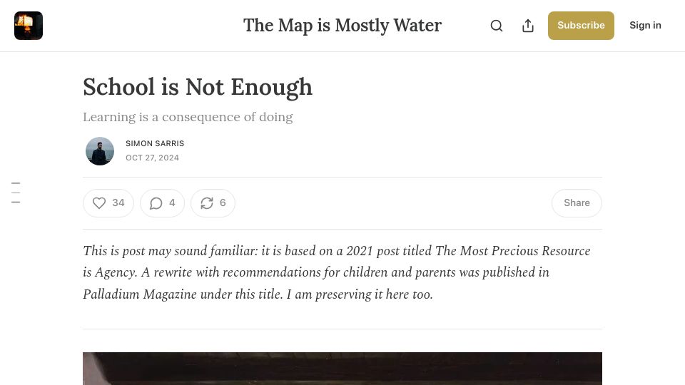 Screenshot of map.simonsarris.com: School is Not Enough: Learning is a consequence of doing (2021)